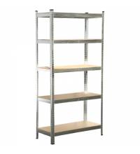 Стеллаж металлический BOOMHOUSE (БУМХАУС) безболтовой, в1800*ш900*г400мм, 5 полок МДФ, серебристый, 291412